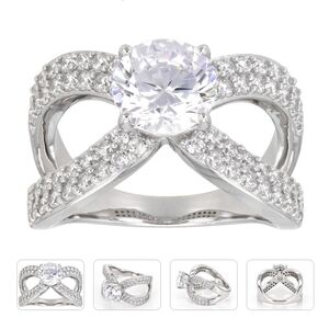 🆕️💍 5.02CTW WHITE DIAMOND SIMULANT PLATINUM OVER STERLING SILVER - SIZE 9.0💍